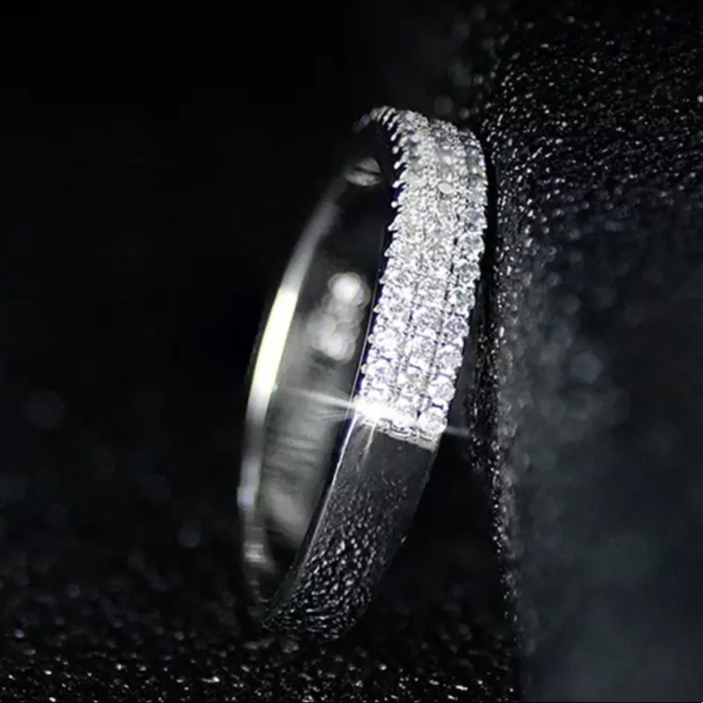 NEW SILVER ENGAGEMENT WEDDING RING DIAMOND - Picture 5 of 10
